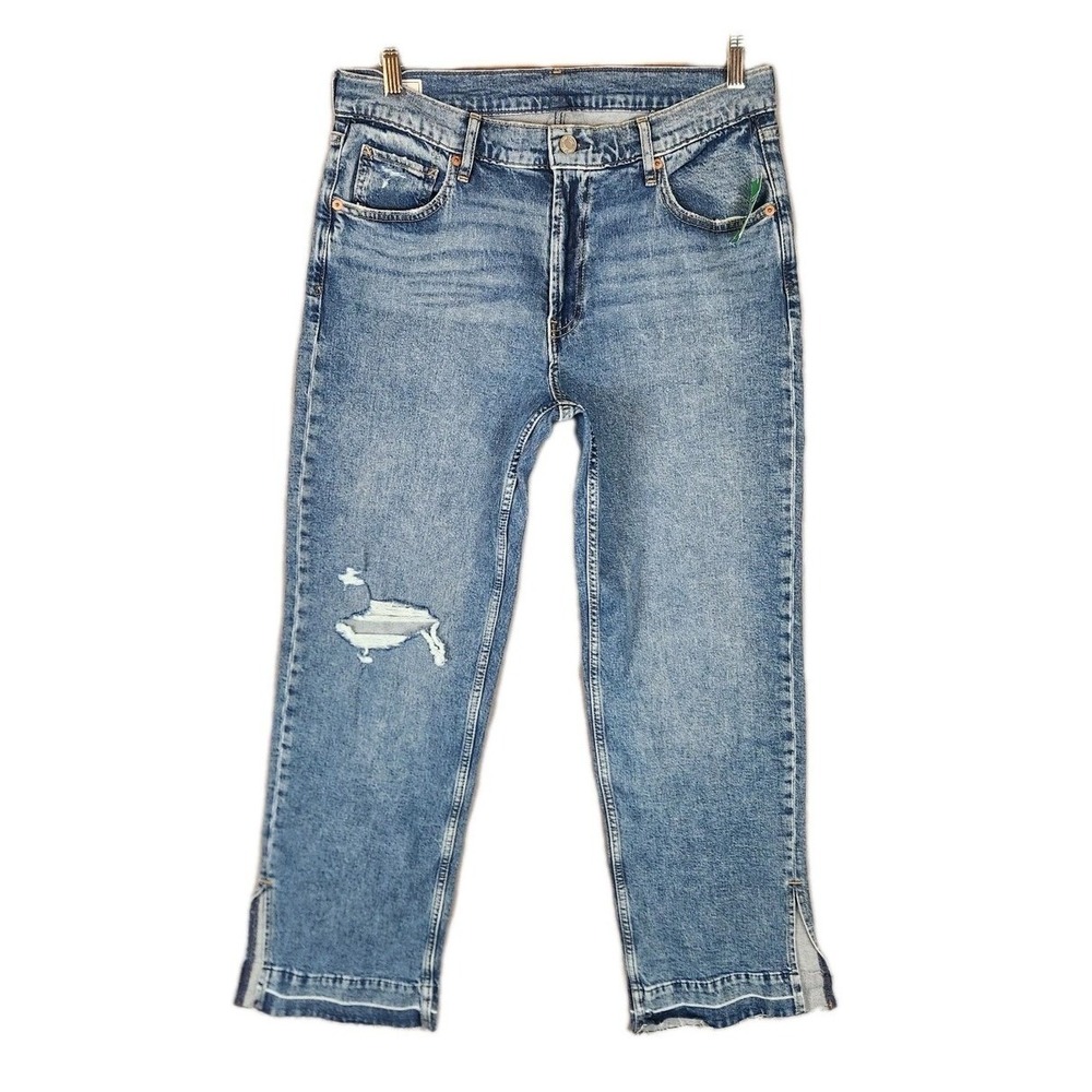 Gap Jeans Women's 30/10P Short Blue 90s Loose Mid Rise Side Slit Distressed NWT